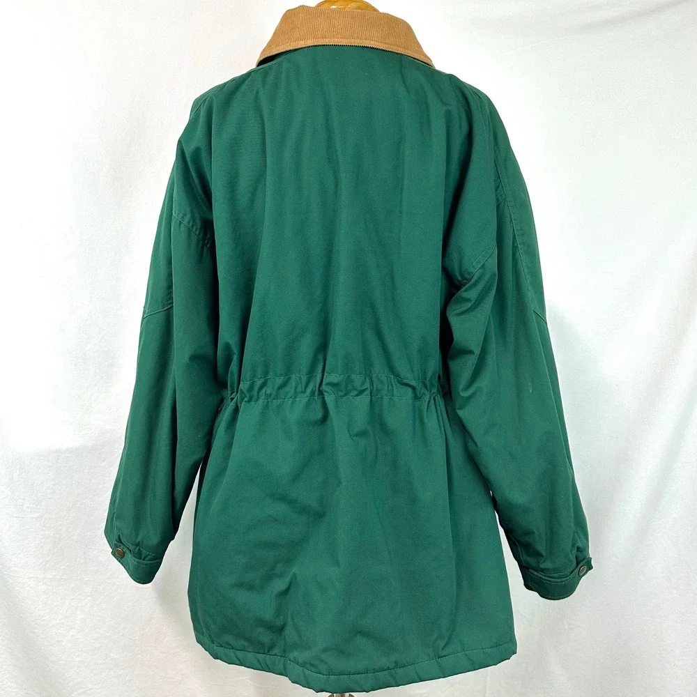 CABIN CREEK Vintage‎ Green Corduroy Collar Barn Jacket Chore Coat Women's M